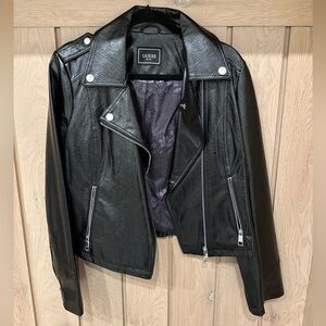 Guess Women's Black Leather Biker Jacket